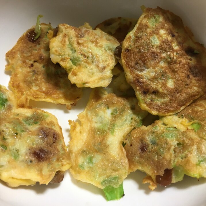 幼児食 キャベツと納豆のひと口オムレツ レシピ 作り方 By えみすけ0309 楽天レシピ